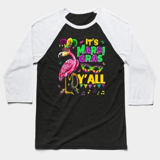 Funny Carnival Party Idea Flamingo Mardi Gras Baseball T-Shirt